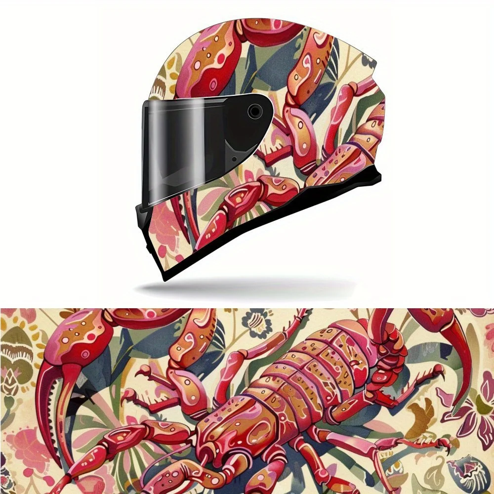 

Vintage Floral Scorpion Print Full Helmet Wrap Sticker Motorcycle Helmet Racing Graphic Decal Vinyl Wrap Helmet Decorative Stick