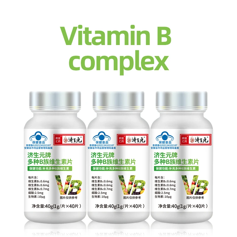 

3 Bottles Vitamin B Complex Supplements Vitamins B1 B2 B6 Niacin Tablets Health Support Dietary Nutritional Supplement Non-Gmo