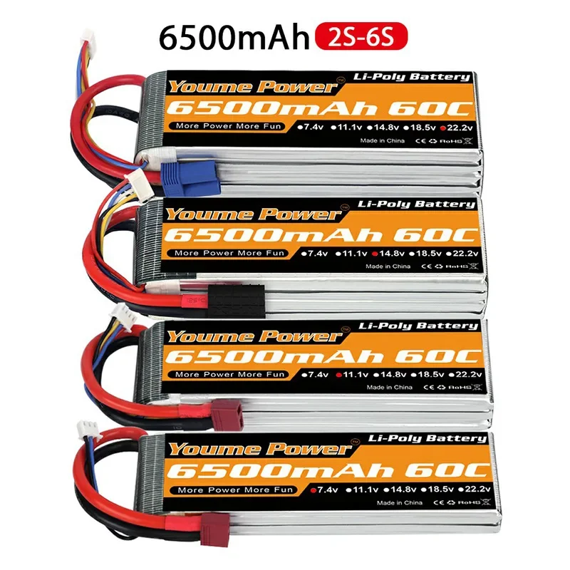 New Lipo Battery 6500mAh 2S 3S 4S 6S 7.4V 11.1V 14.8V 22.2V For Quadcopter Multirotor Drone RC Aircraft FPV High Performance