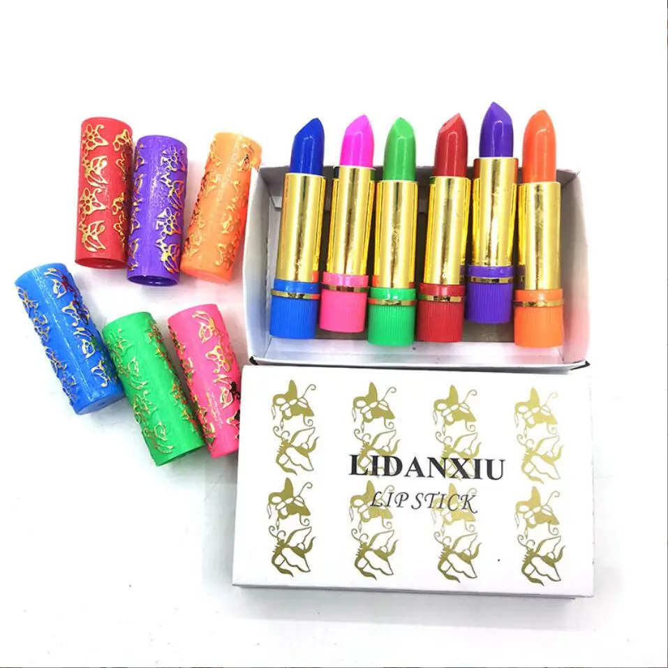 6Pcs/Lot Magic Spotting Fashion Style Color Lipstick Long Lasting Lip Liner Tube Butterfly Color Lipstick Makeup Cosmetics T2093