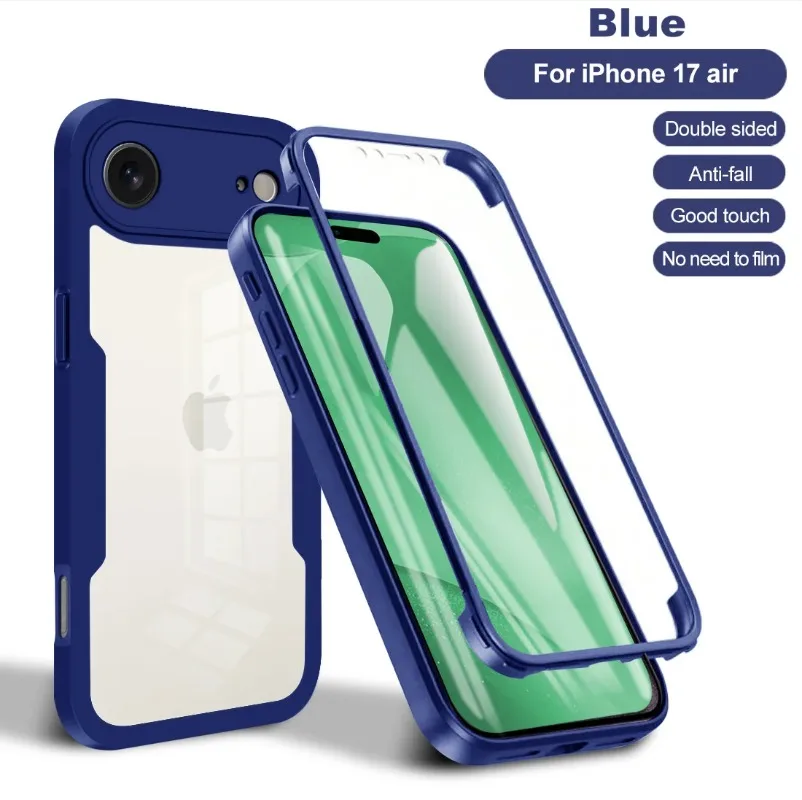 For iPhone 17 Air 16 16E 15 14 13 12 Mini 11 Pro Max Plus 360 Full Cover Front+Back Protection Case Clear Shockproof Hard Cover