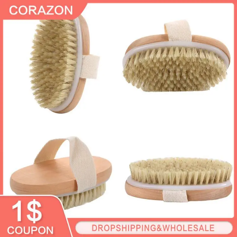 1PCS Wet Dry Dual-purpose Skin Body Natural Bristle Brush Soft SPA Brush Bath Massager Home Bathroom Exfoliator Shower Brush