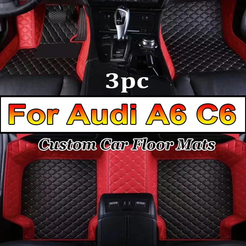 

Автомобильные коврики для Audi A6 C6 4F 2004 ~ 2011 pet, роскошный кожаный коврик, полный комплект, прочный коврик, автомобильные аксессуары для интерьера