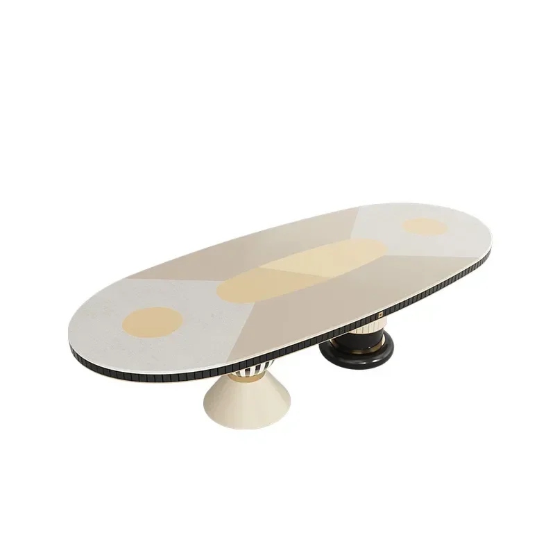 Luxury oval dining table High-end villa creative restaurant paint dining table Nordic dining table