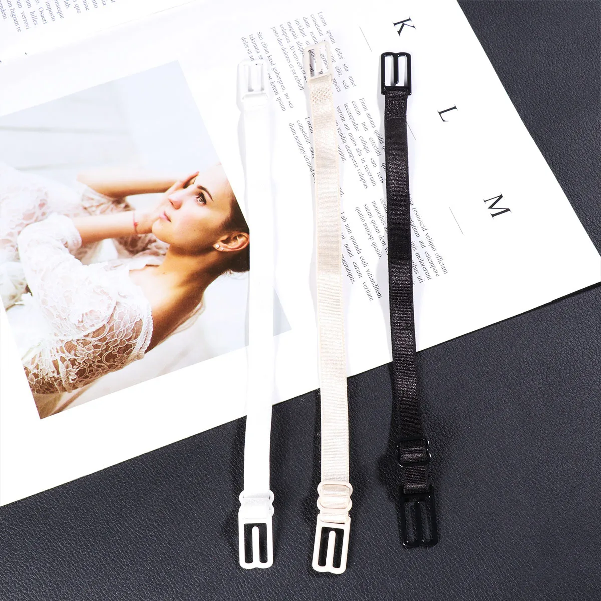 สายรัดเสื้อชั้นในกันลื่น 6 ชิ้น แบบสองสาย ไม่สามารถปรับได้ สีดำ สีเนื้อ สีขาว ป้องกันการเลื่อนหลุด