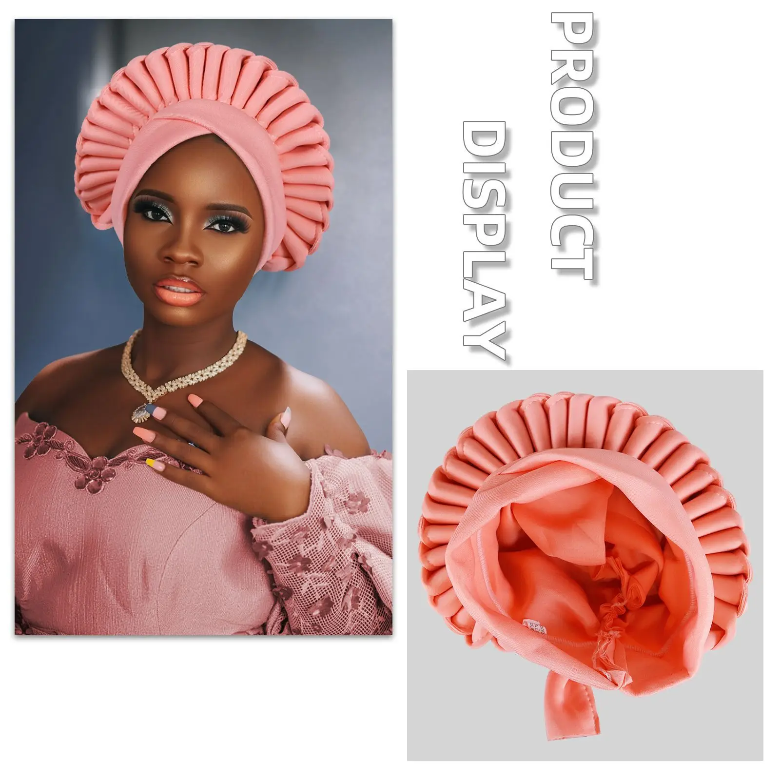 アフリカのターバンキャップ、女性用ヘッドタイ、すぐに着用できるオートゲレ、女性用ヘッドラップ、ムスリムヒジャブ、ナイジェリアのウェディングゲレ、ボンネットハット