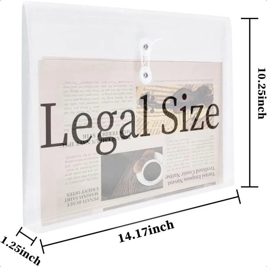 Buste in plastica Dimensioni legali con chiusura a cordoncino Busta in poli trasparente Cartelle in plastica espandibili Documenti Carta File Organiz