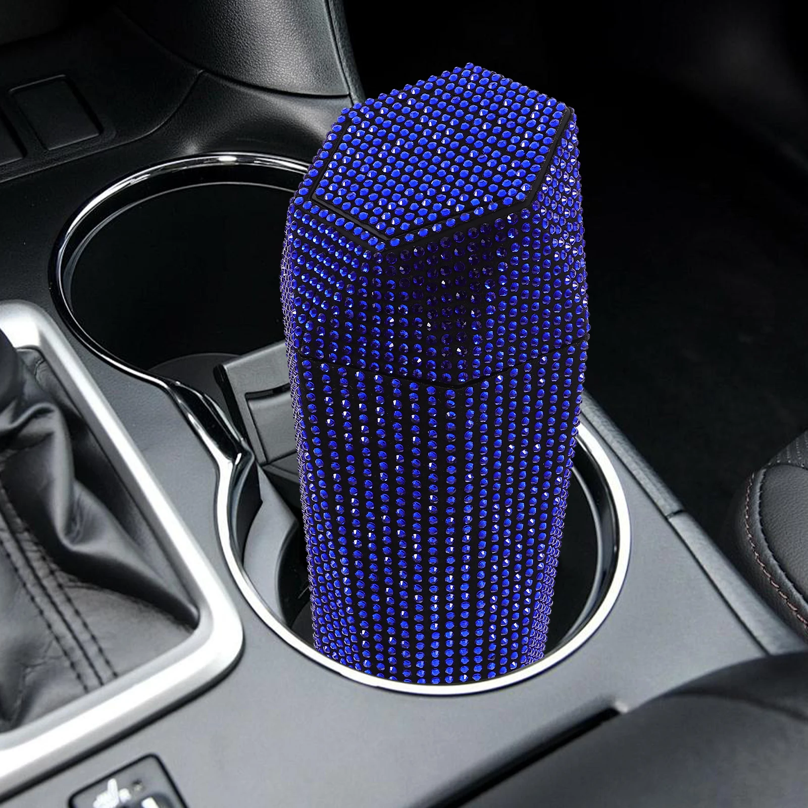 

Trash Can Foldable Plastic Office Automotive Garbage Cans Waste Holder Car Accessory Small Space Saving Rhinestone Design