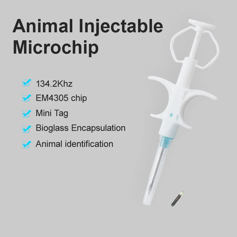 20pcs 1.25x7mm FDX-B ICAR 15-digit Number ISO11784/85 RFID Pet Chip Syringe Animal Microchip Syringe for Pet Cat Dog