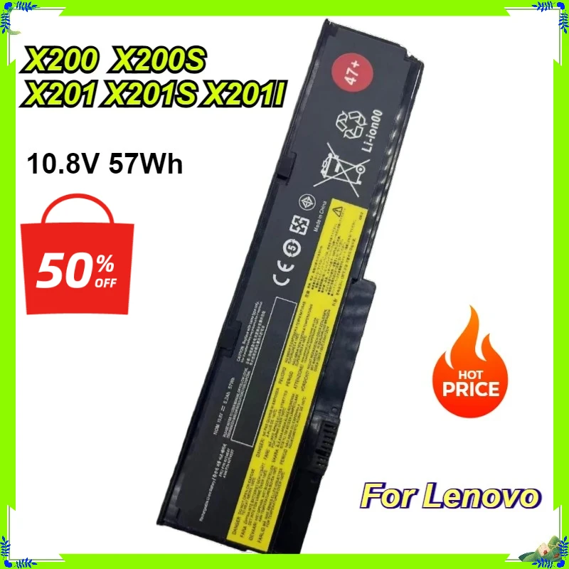 New Replacement Laptop Battery for Lenovo IBM ThinkPad  X200 X201 X201S X201I X200S 57Wh Rechargeable Battery Bateria 10.8V