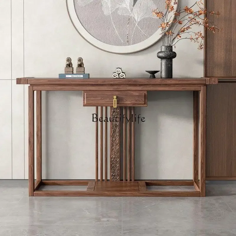 

02 South American walnut new Chinese solid wood entrance table Entry door entrance platform