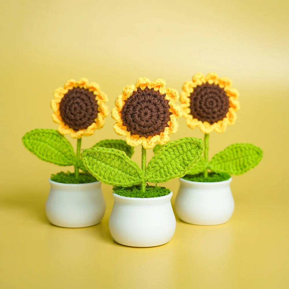 Ramo de girasol preservado tejido a mano, regalo floral eterno, decoración del hogar para el día de los niños y el maestro, fiesta con materiales ecológicos