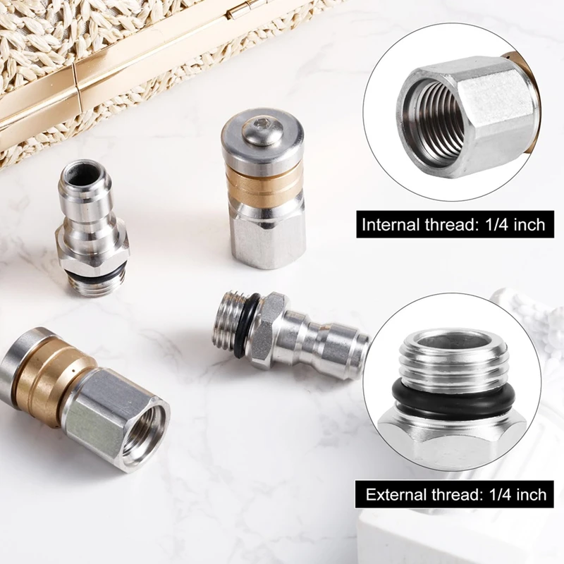 M11K4 Pcs Sewer Jetter Nozzle Set, For Pressure Washer Drain Jet Hose Tips With 1/4Inch NPT Quick Connector 5000 PSI