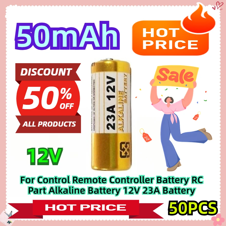 

For Control Remote Controller Battery RC Part Alkaline Battery 12V 23A Battery 50pcs