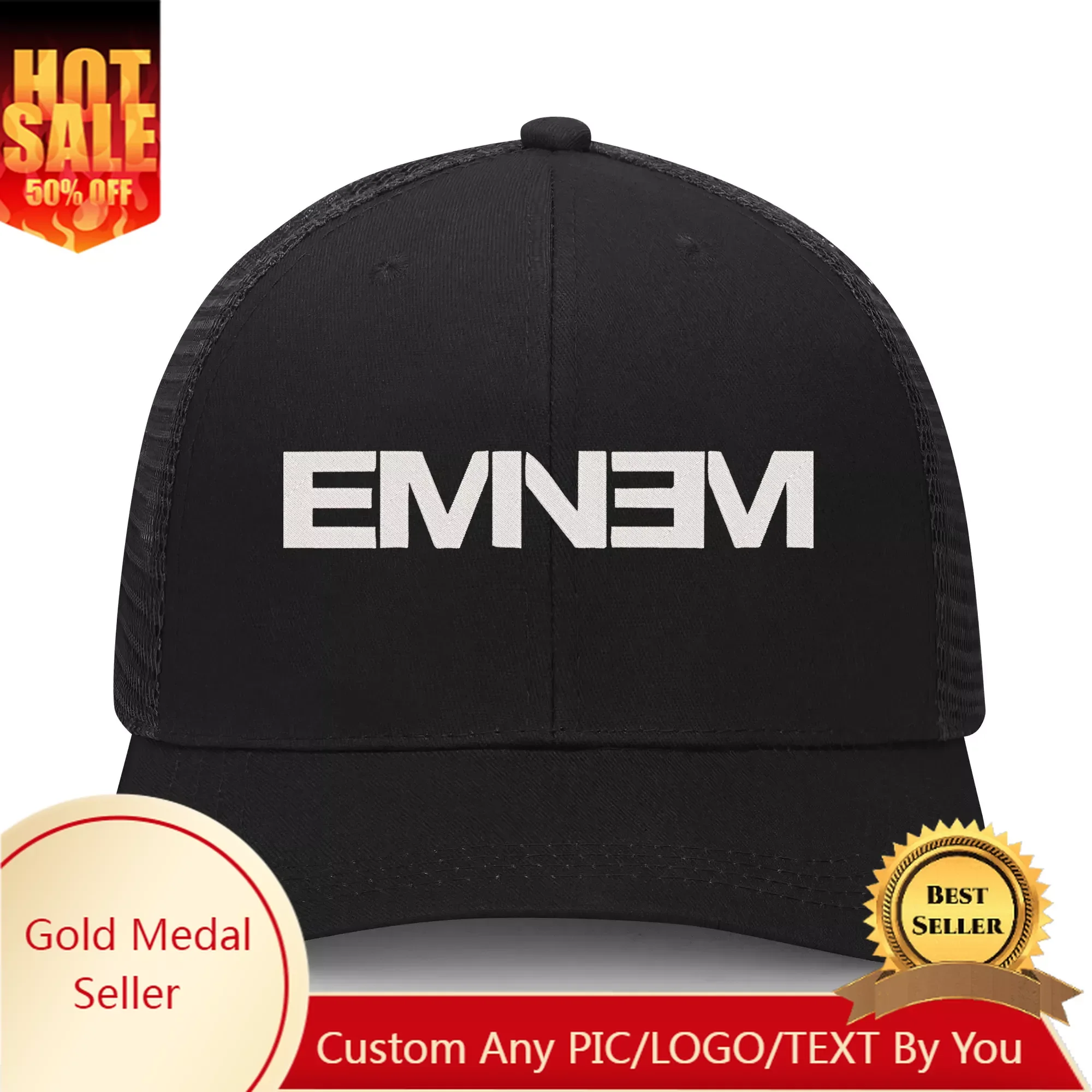 

Eminem Popular Rapper Embroidery Hat Mens Womens Sports Baseball Hat Hip Hop Breathable Summer Headwear Custom Made Caps Logo