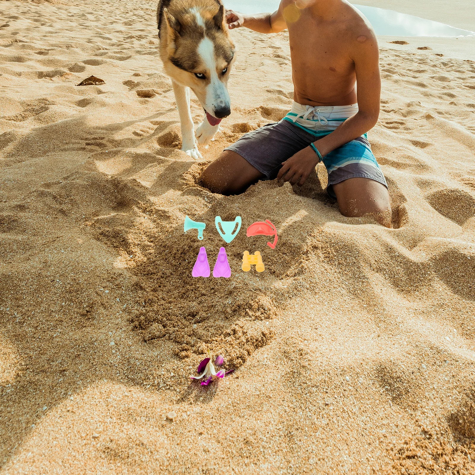 

6-комплектное мини-наряжение для дайвинга, аксессуары, маленькие пляжные спасательные инструменты, игровой набор для вечеринки у бассейна, совместимое оборудование для подводного плавания