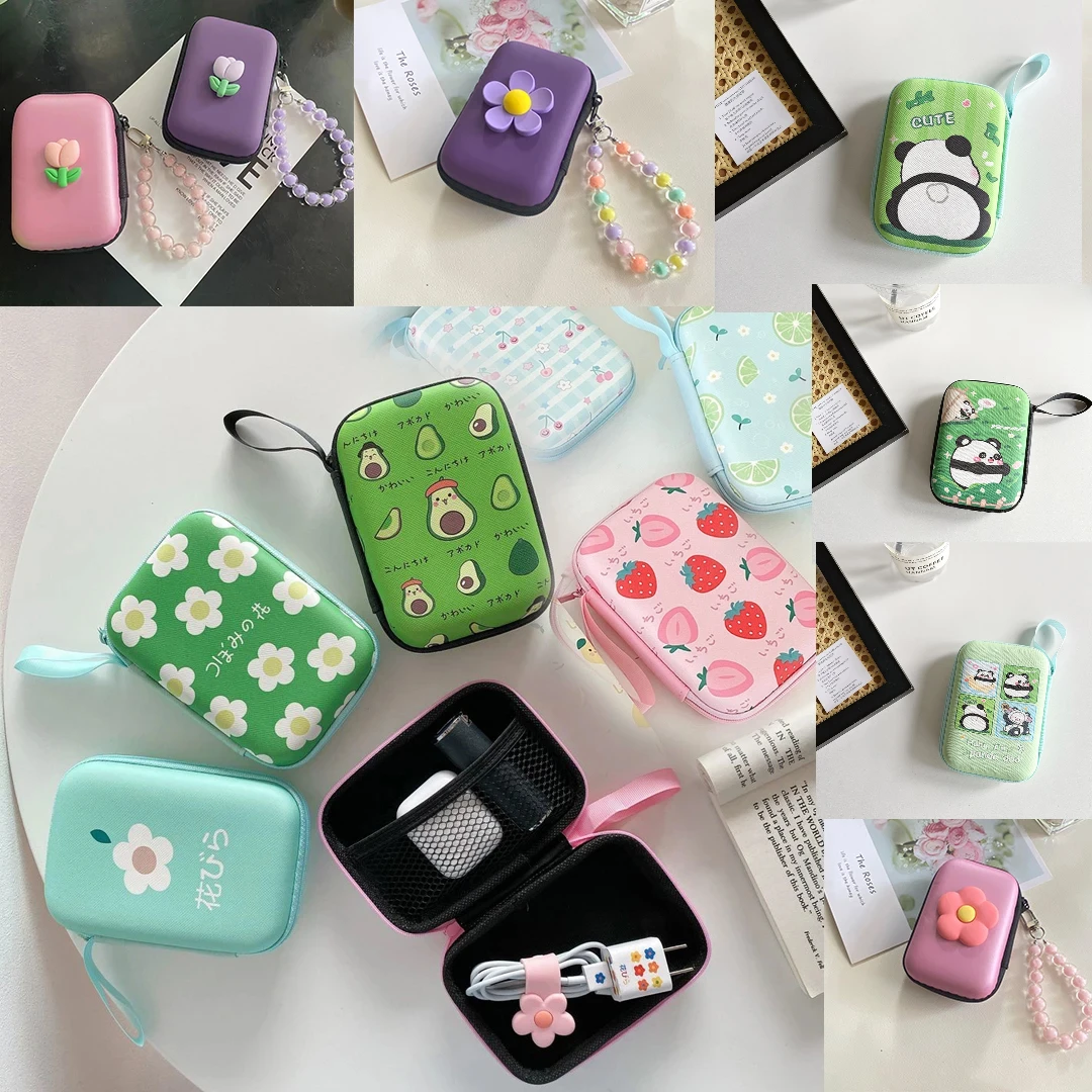 Cartoon Mini Storage bags cute For airpods Headphone Storage Case for iPhone USB Cable Earphone Earbud Accessories Storage Bag