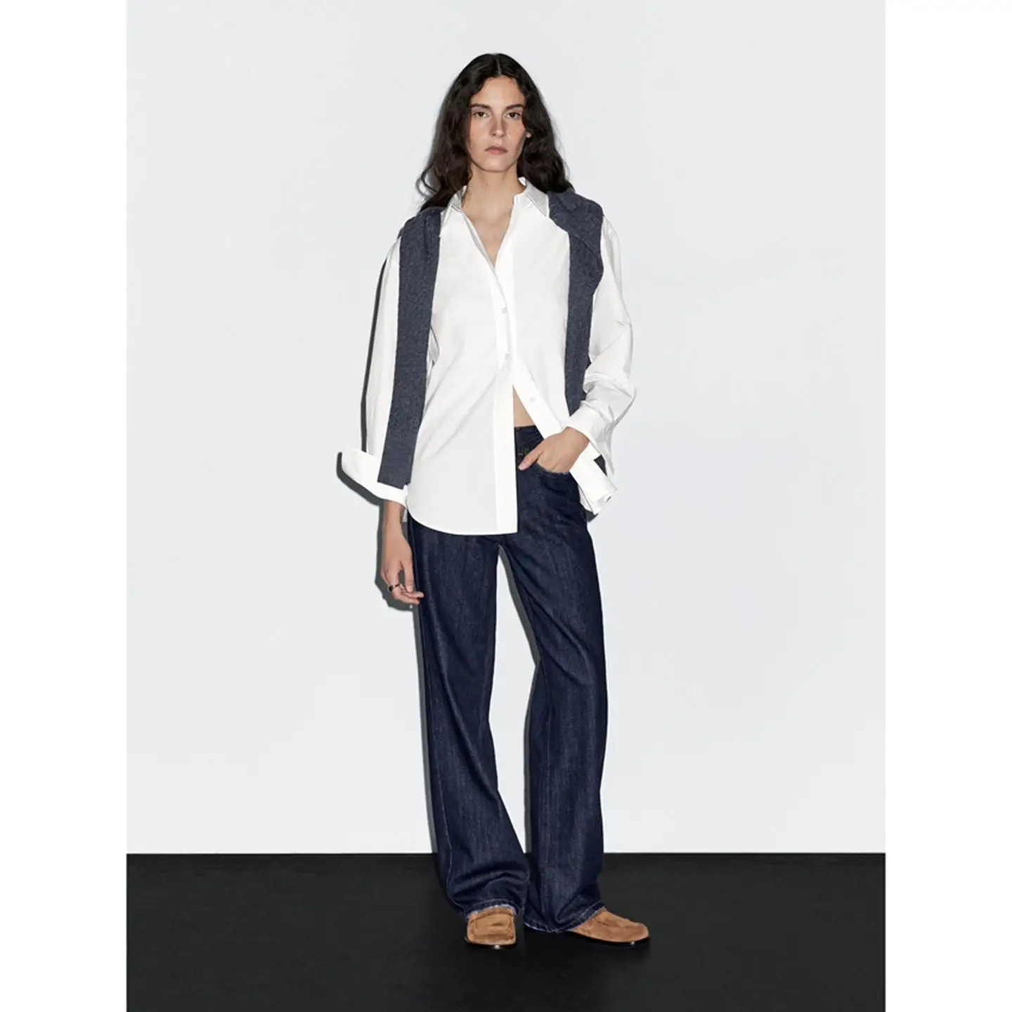 캐주얼 롱 버전 irt 통근용 매트 슬레 여성용 프리미엄 패션 탑 통기성 피부 친화적 롱 슬리브 버튼업