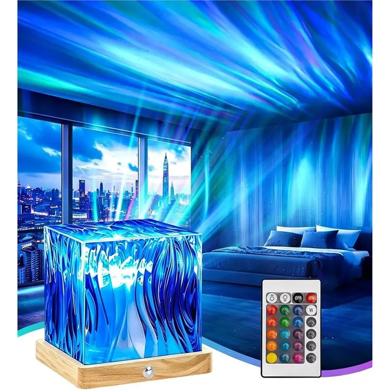 Top Sale Auroras Projector Light 16 Colors Crystal Cube Lamp Auroras Projector Light