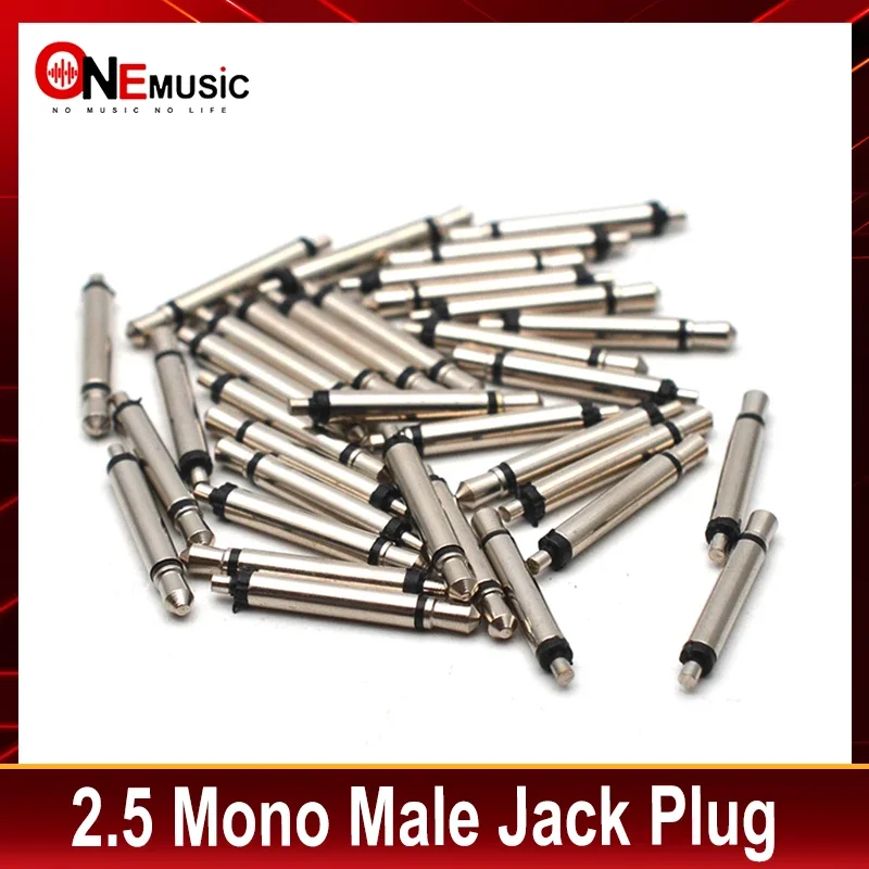 100Pcs 2.5 Mono Male Jack Audio Cable 2.5 Plug Audio Metal Plug for Guitar Equalizer Piezo Silver