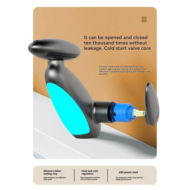 BMBY-Outlet LED Basin Faucet 4 Mode 360° Rotatable Pull Out Tap Temperature Sensitive Sink Drip-Proof Hot Cold Water Switch
