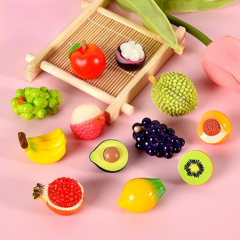 

100pcs Kawaii Simulated Apple Fruit Grape Home Decor DIY Accessories for Keychain Doll House Kitchen Decor Miniature Craft