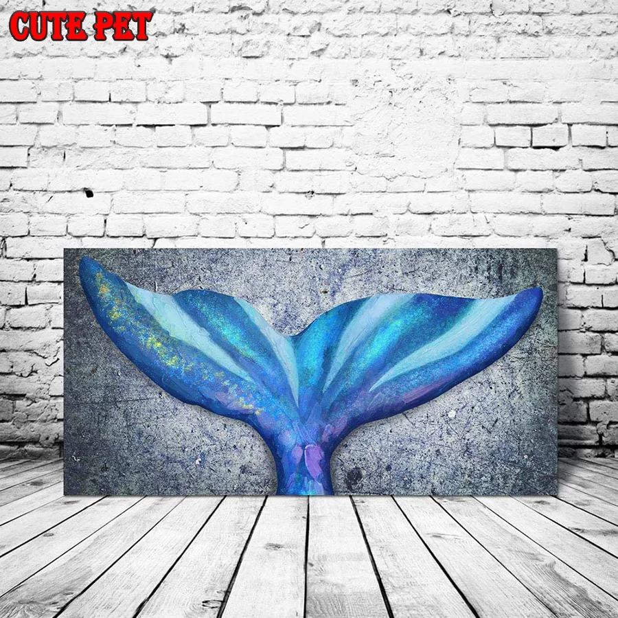 5D DIY Diamond embroidery blue mermaid tail diamond painting Cross Stitch full drill Rhinestone mosaic beauty home decoration