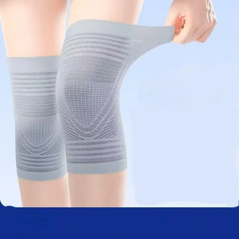1 Par de Joelheiras Térmicas Finas de Verão, Respiráveis, Antiderrapantes, para Alívio da Dor nas Articulações, com Compressão e Efeito de Ar Condicionado