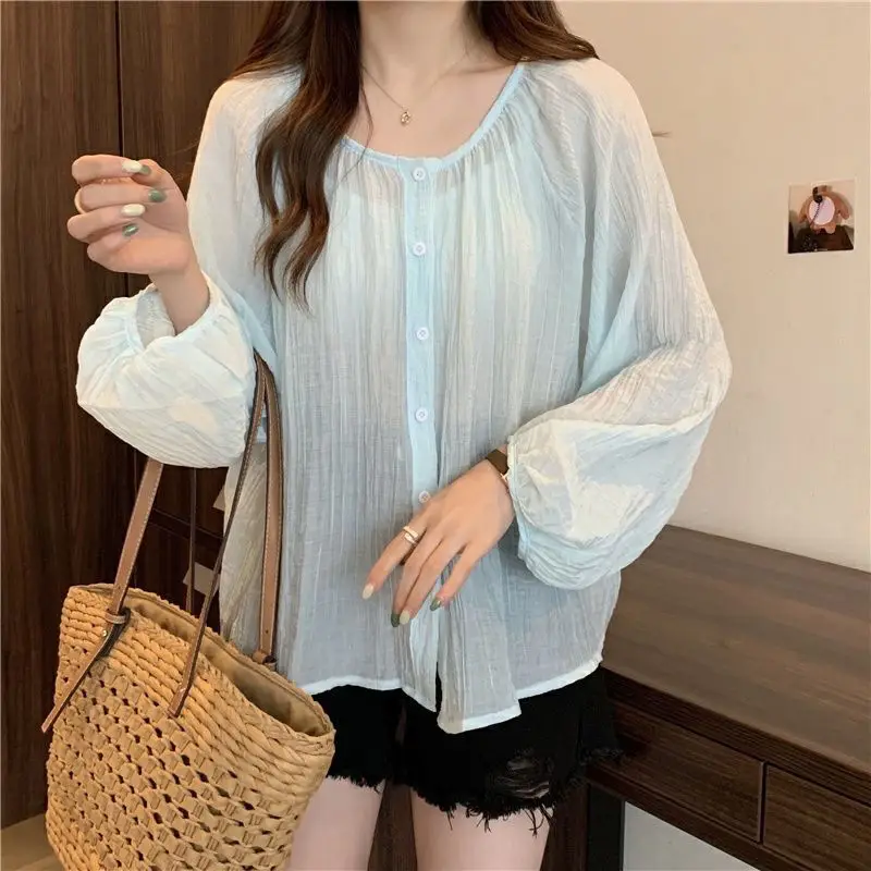 Shirts Women 5 Colors Thin Casual Student Sun-protection Harajuku High Street Femme Hipster Tender Summer Elegant Pure All-match