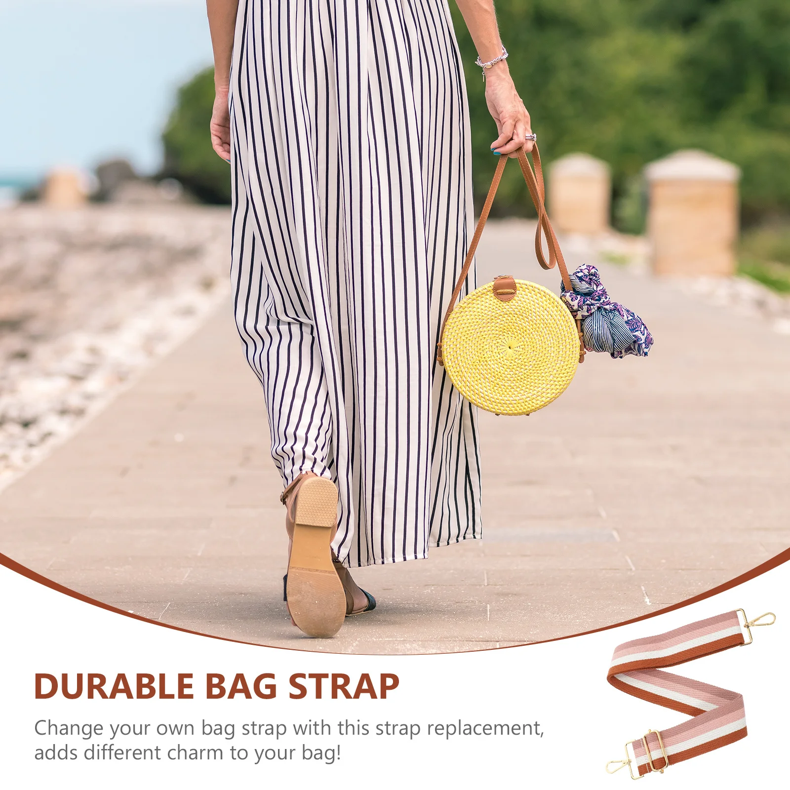 

Printed Pattern Cotton Cloth Replacement Bag Strap Durable Shoulder Strap for Handbag Crossbody Bag Adjustable Belt