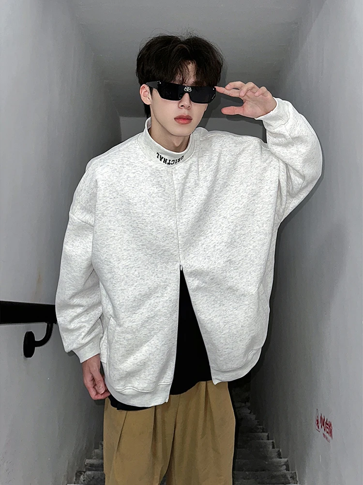 

Мужская толстовка на молнии в американском ретро-стиле, модная брендовая верхняя одежда премиум-класса, свободный крой, осенняя повседневная модель с длинными рукавами из хлопка.