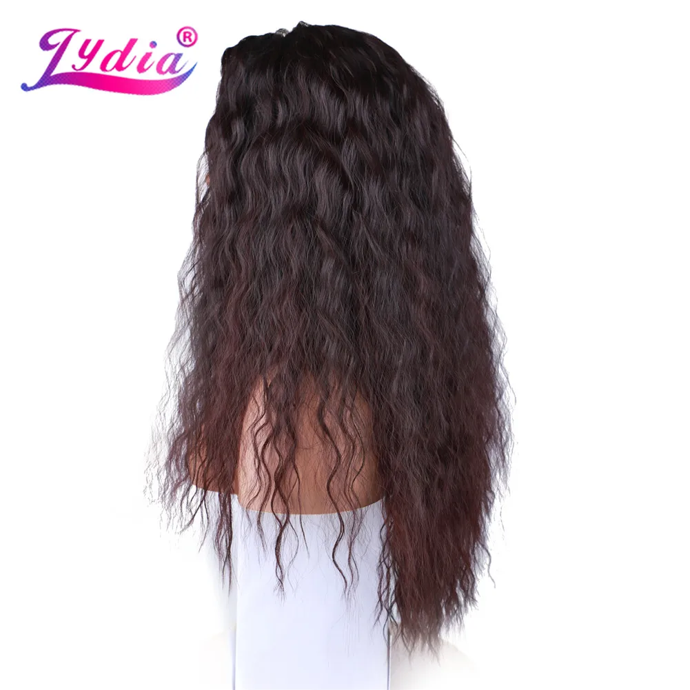 Lydia Long Loose Wavy Synthetic Kinky Curly Wigs Women Black Bohemian Bancy Water Skin Topper Daily&Party 20 Inch Free Side