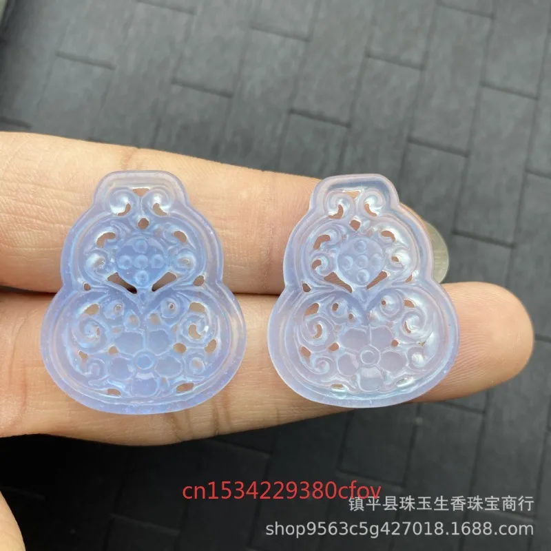 Natural Malaysia Jade Hollow Gourd Pendant Accessories DIY Earrings Charm Jewellery Fashion  Hand-Carved  Luck Man Amulet