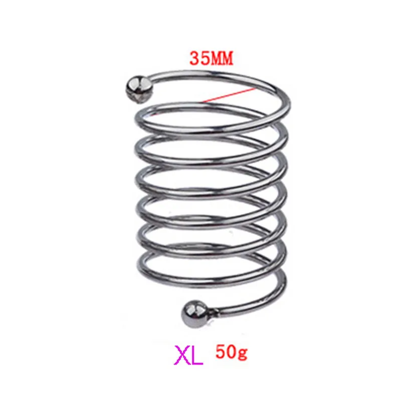 BDSM Male Delay Ejaculation Stainless Steel Penis Dildo Ring Spiral Cock Rings Spring Extended Dick Cage Slave Sex Toys for Men