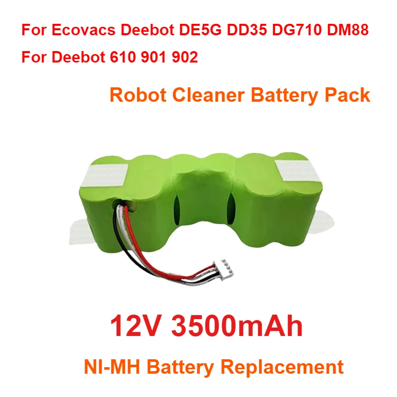 For Ecovacs Deebot DE5G DD35 DG710 DM88 for Deebot 610 901 902 Robot Cleaner Battery Pack New 12V DE55 NI-MH Battery Replacement