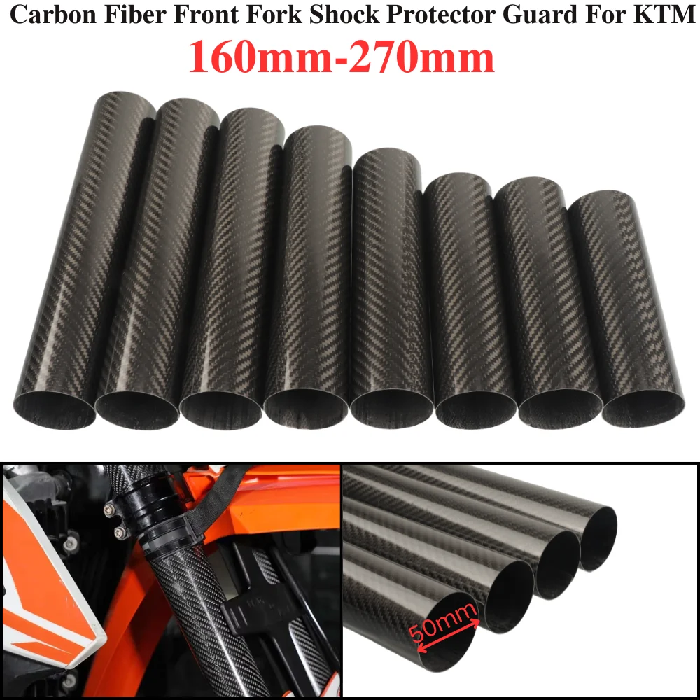 160‑270mm Carbon Fiber Front Fork Shock Guard Wrap Cover For KTM EXC SX SXF XC XCF XCW Beta Kawasaki Suzuki Motocross Dirt Bike