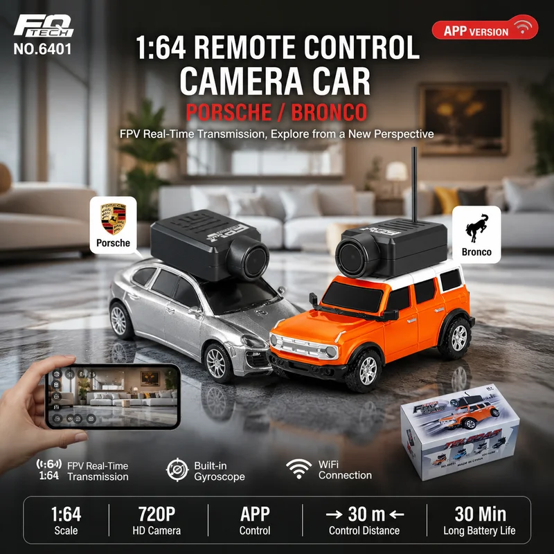 WLtoys 1:64 6401 Remote control camera car Equipped with high-definition Fpv camera application to control built-in gyroscope Rc