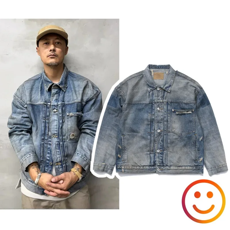 Vintage Washed Madness Mdns Denim Jackets Hole Damaged Ready Stock Cowboy Jacket for Men Women