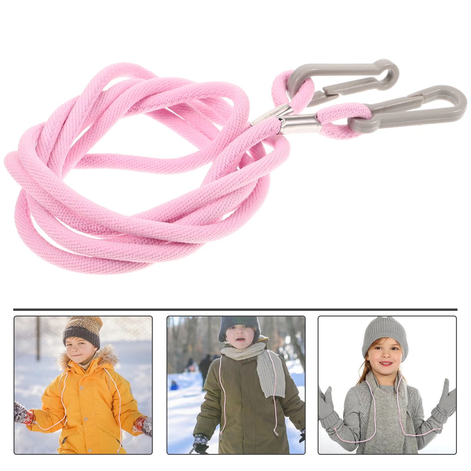 Fingerless Gloves Ski Lanyard Heated for Men Holder Children Mittens Rope Fishing