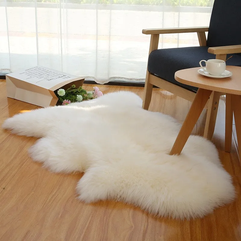 

100% Real Pure Wool Sheepskin Carpet For Living Room Floor Pad Mats Bed Blanket Custom Bedroom Windows Pads