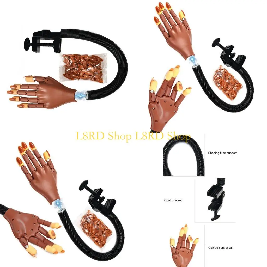 

L8RD Realistic Manicure Training Hand Detachable Tips Portable Durability Practice Tool ABS