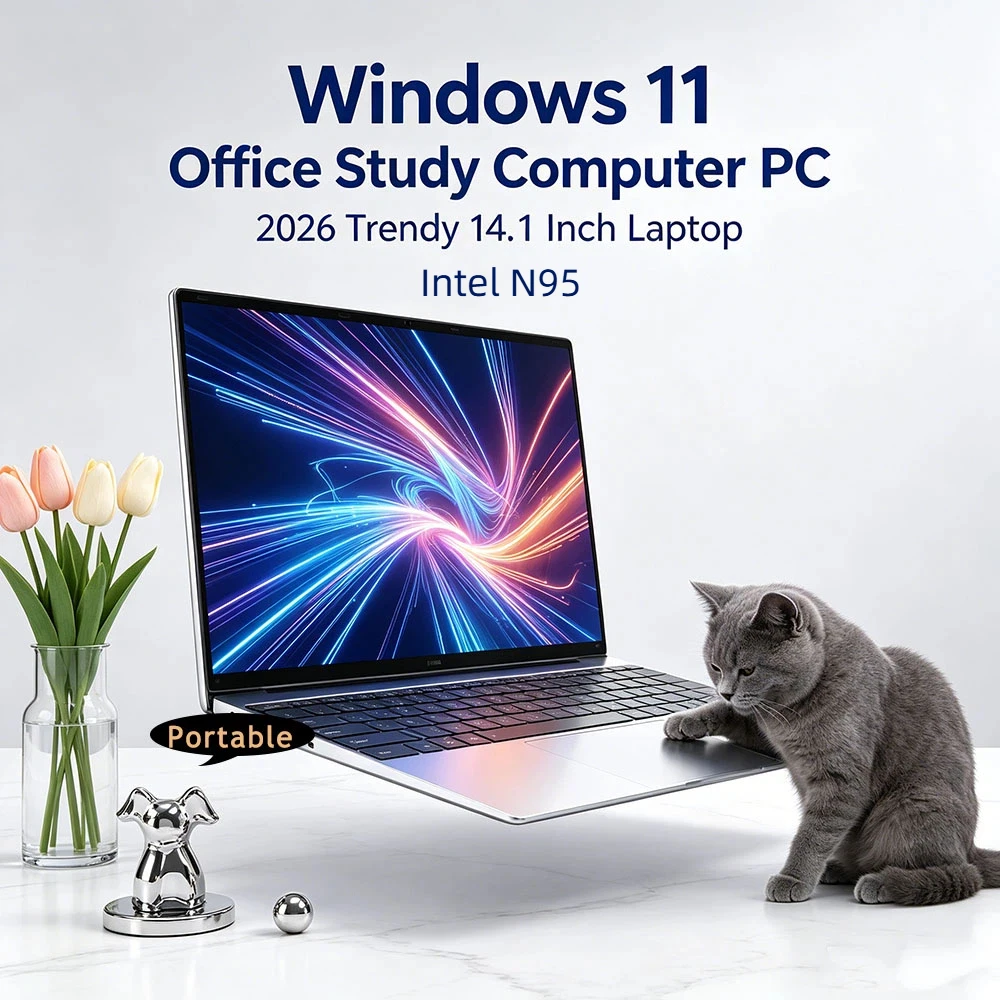 Ноутбук 14.1 дюймов, Windows 11, премиум-класс, бизнес-ноутбук, ультратонкий, 16 ГБ/32 ГБ DDR4, 2 ТБ SSD, портативный, для офиса и учебы, Intel N95