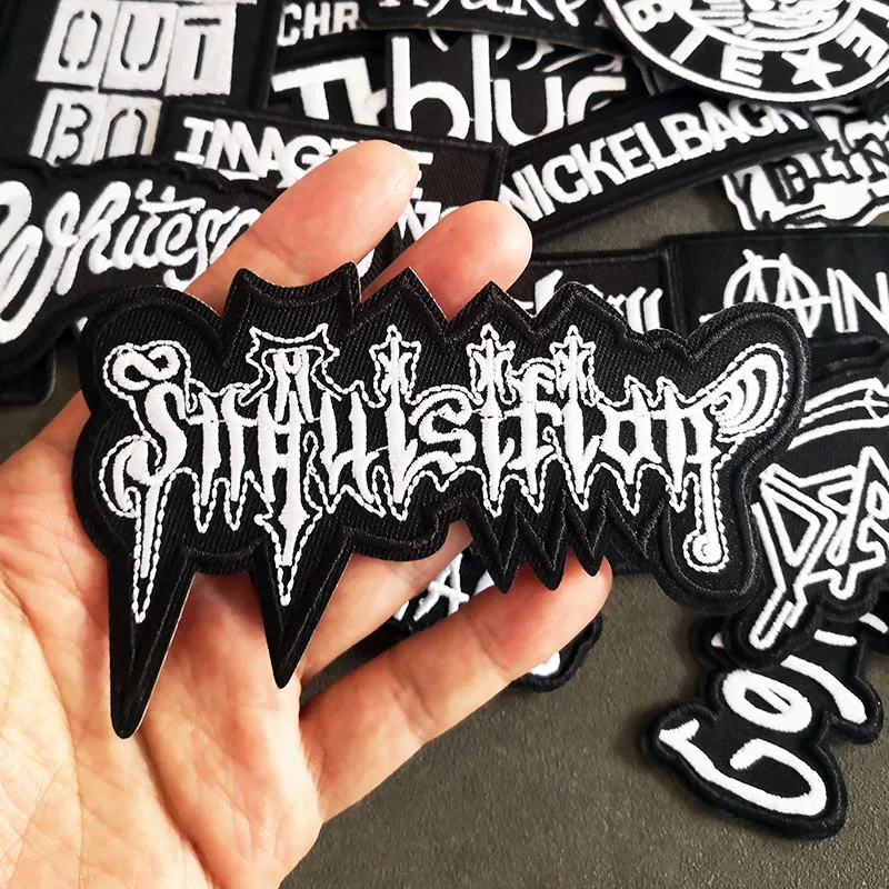 Music Band Clothes Patches Iron on DIY Embroidered Appliques Black Sewing Badges Punk Stickers Jacket Jeans Rock Stripes