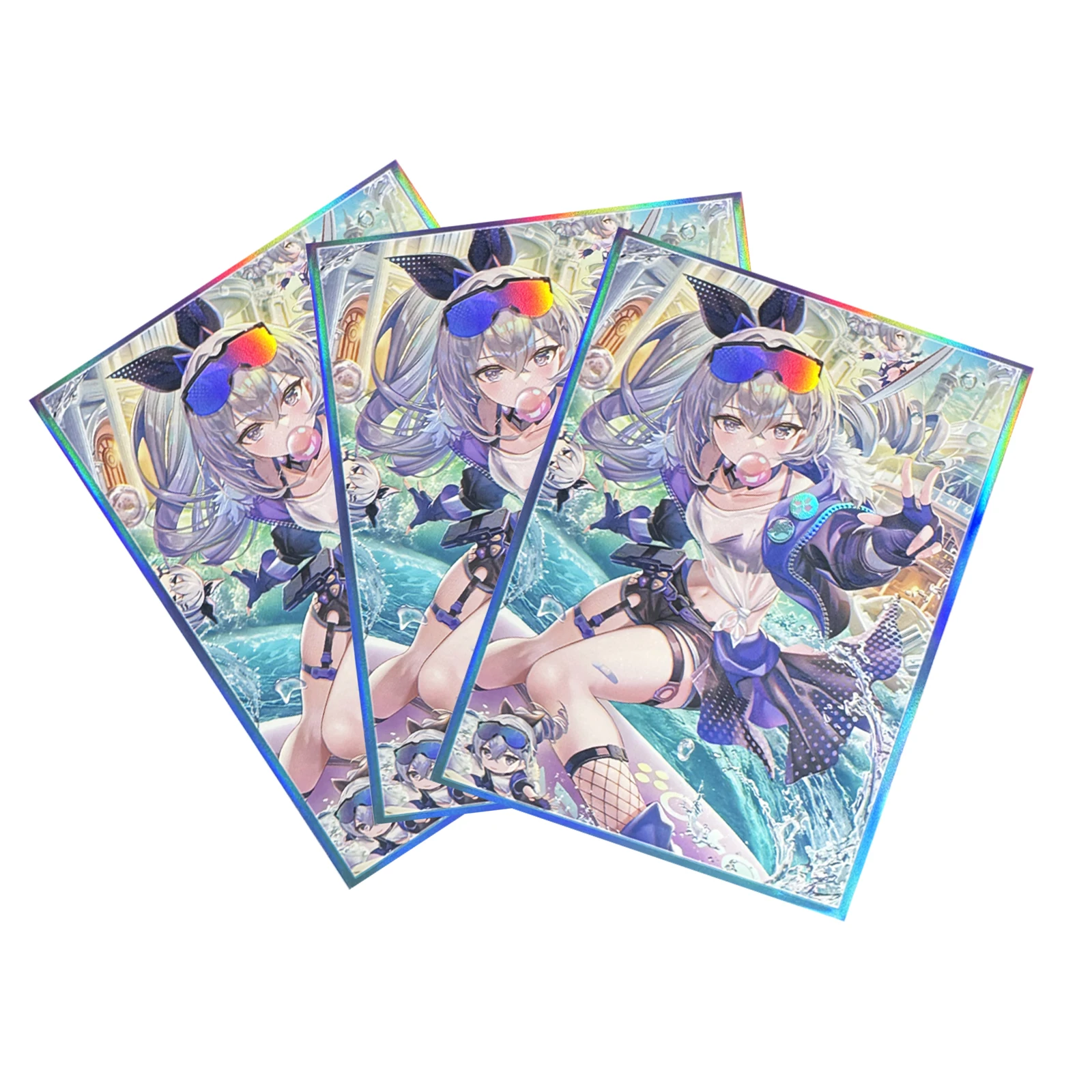 60PCS67x92mm Holographic Anime Card Sleeves Perfect Fit MTG/PKM Star Rail Silver Wolf Card Protector for PTCG Cards Sports Cards