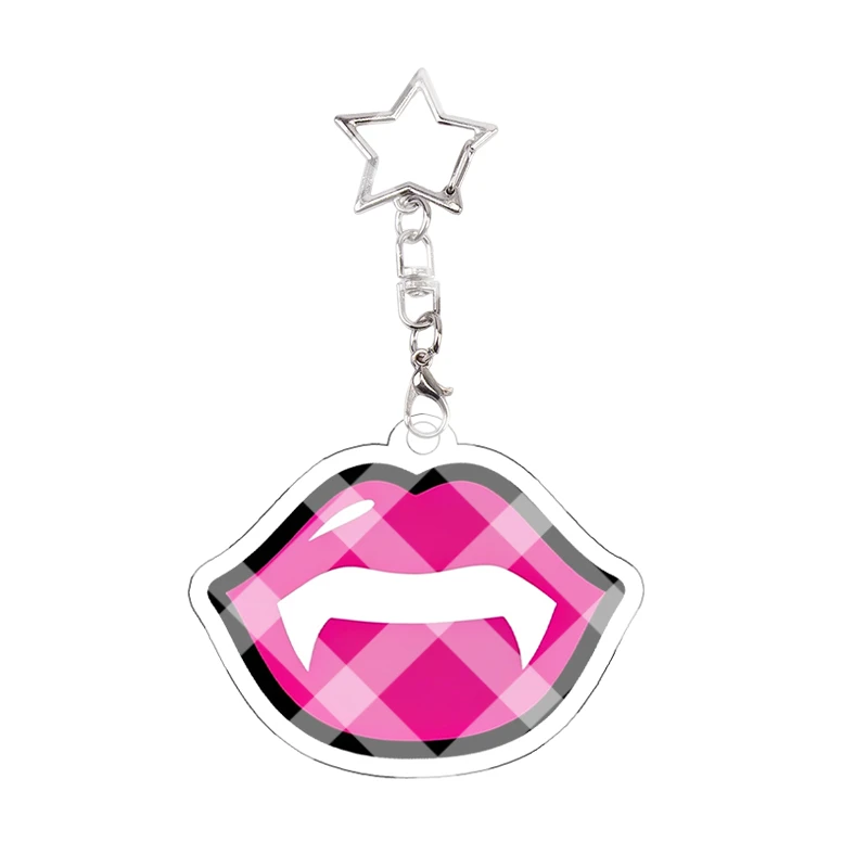 Monster Girl Acryl-Schlüsselanhänger Kawaii Fledermaus-Wimpel Totenkopf Rosa Schleife Exquisiter Studenten-Cosplay-Requisiten-Taschenanhänger Schlüsselring Geburtstagsgeschenk – Detail 11