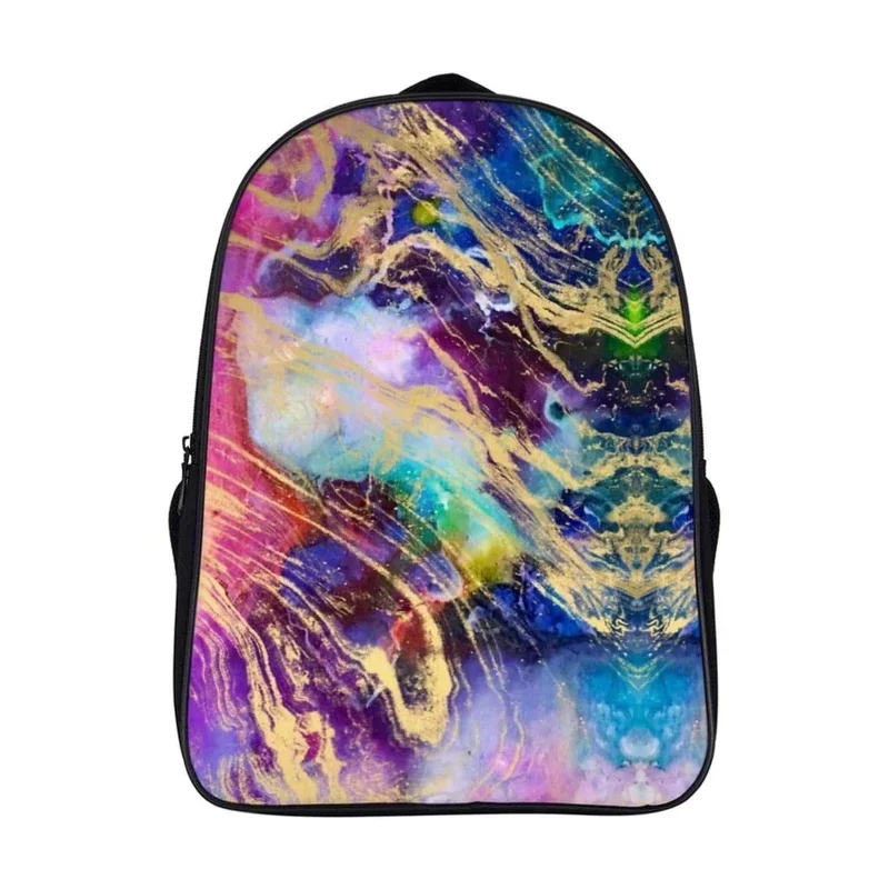 Modern Abstract Geometric Pattern Marble Backpack 16 Inches School Bag Laptop Bag Casual Daypack for Traveling Camping Shopping