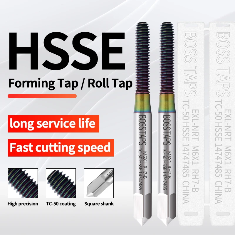 BOSS TAPS HSSE-M42 JIS Standard TC50 Coating Roll Forming Tap M0.5 M0.6 M2 M3 M4 M5 M6 M7 M8 Machine Thread Taps For Aluminum