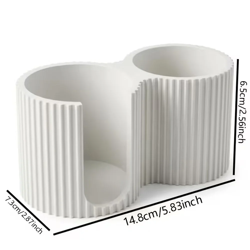 Minimalist Striped Cosmetic Storage Box 2-in-1 Cotton Swab Holder Bathroom Countertop Organizer Vanity Decor For Bedroom Dresser