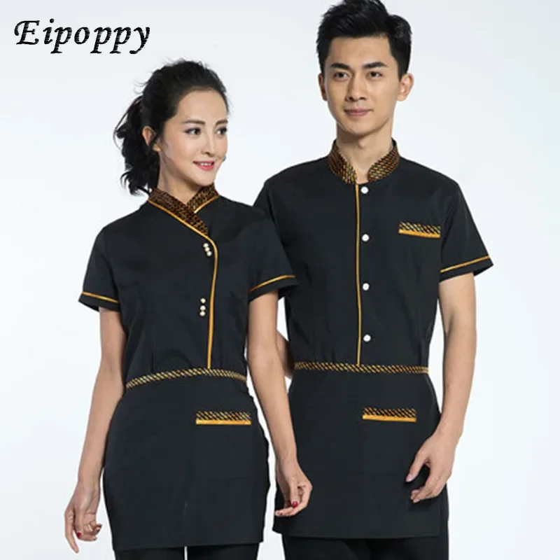 High quanlity Summer Short-sleeve Breathable Double-breasted Restaurant Chef Jacket Kitchen Cook Net Back Man Woman Chef Uniform