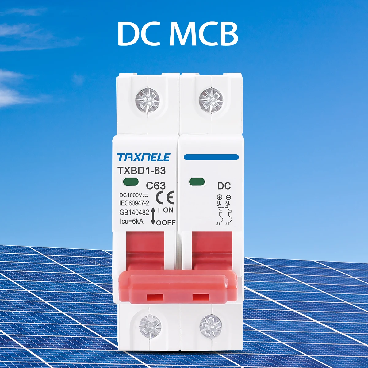 Interruttore batteria mini interruttore solare 2P DC 1000V 6A 10A 16A 20A 25A 32A 40A 50A 63A DC MCB per sistema fotovoltaico fotovoltaico